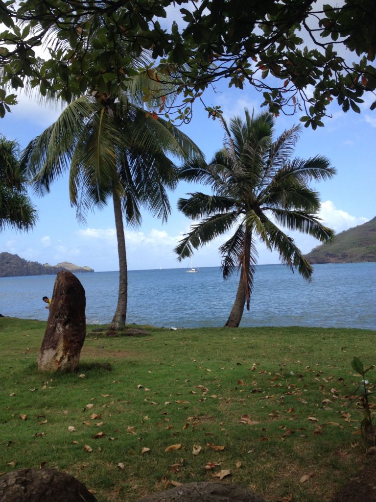 23. Ancient ceremonial lava rocks like this one at the water's edge in Nuku Hiva were seen in various places on the island.